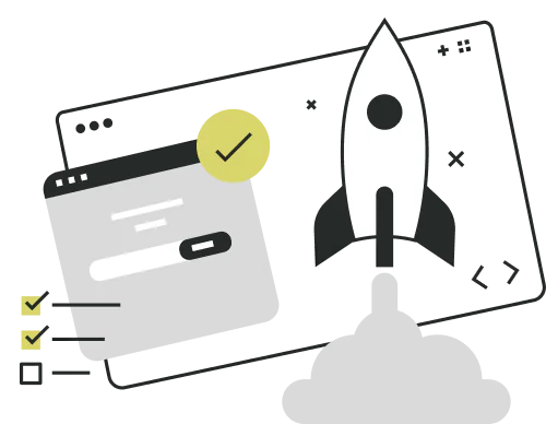 公開・運用開始ステップのイラスト